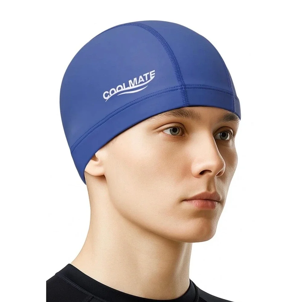 COOLMATE Fabric Swim Cap‎ Blue Large Silicone Water Resistant Lightweight Cloth